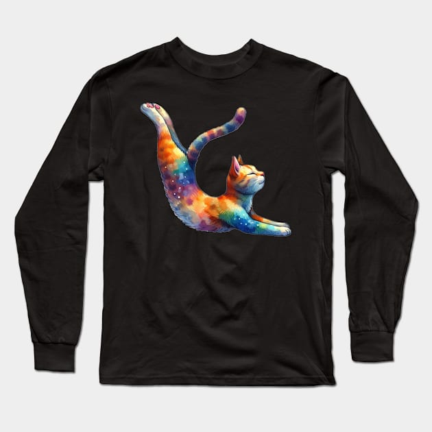 Celestial Cat Yogi Long Sleeve T-Shirt by CAutumnTrapp